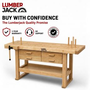 Lumberjack Heavy Duty Solid Wooden Woodworking Work Bench 4 Drawers & Vice