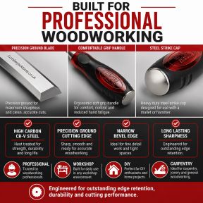 Lumberjack 4 Piece Chisel Set Bevel Edge With Strike Through Cap
