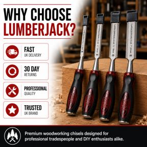 Lumberjack 4 Piece Chisel Set Bevel Edge With Strike Through Cap