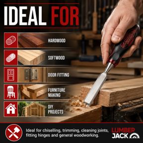 Lumberjack 8 Piece Bevel Edge Chisel Set with Strike Proof Caps Supplied in Wooden Case