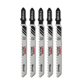 Lumberjack T-Shank Jigsaw Blades 5 Pack 100mm Clean Reverse Cuts for Wood & Laminates