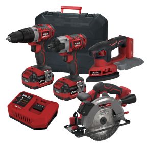 Lumberjack Cordless 20V Combi Drill Impact Driver Drill Detail Sander & Circular Saw with 4A Batteries & Fast Charger