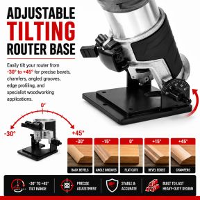 Lumberjack Tilting Router Base Attachment for Compact 1/4 Inch Trim Palm Routers