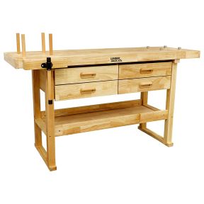 Lumberjack Heavy Duty Solid Wooden Woodworking Work Bench 4 Drawers & Vice